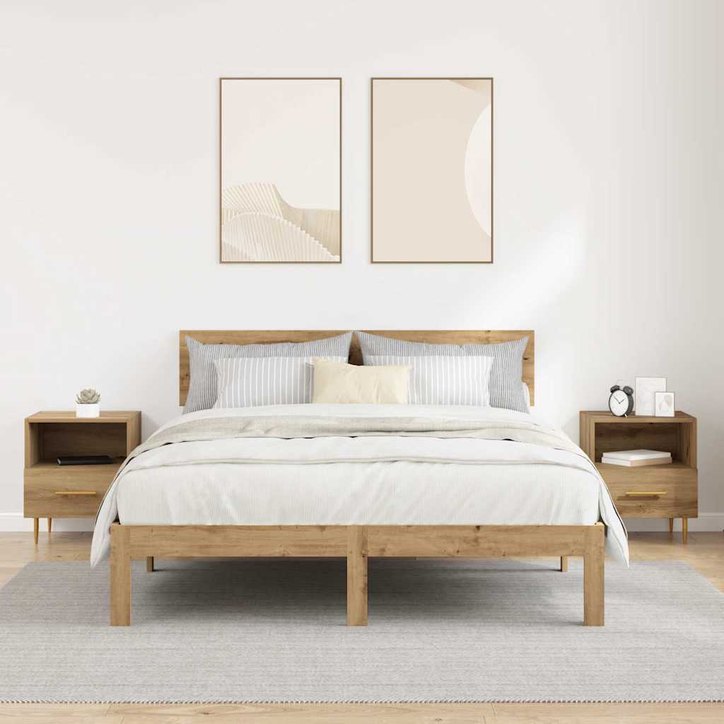 Bedside Table 2 pcs Brown 40 x 35 x 47.5 cm Engineered wood