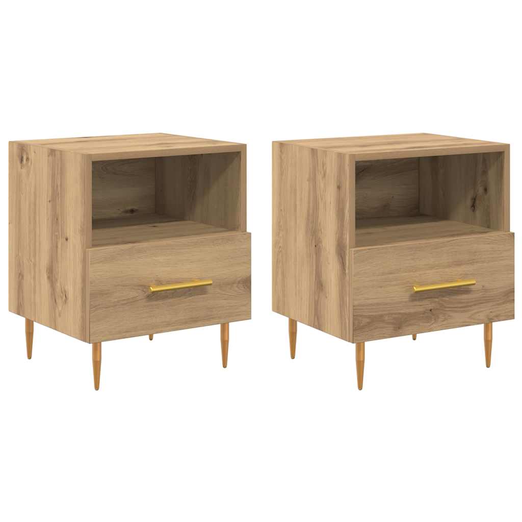 Bedside Table 2 pcs Brown 40 x 35 x 47.5 cm Engineered wood