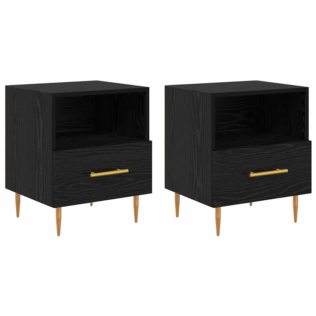 Bedside Table 2 pcs Black 40 x 35 x 47.5 cm Engineered wood