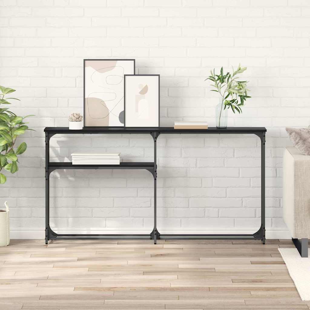 ConsoleTable Black oak 145x22.5x75cm Engineered Wood