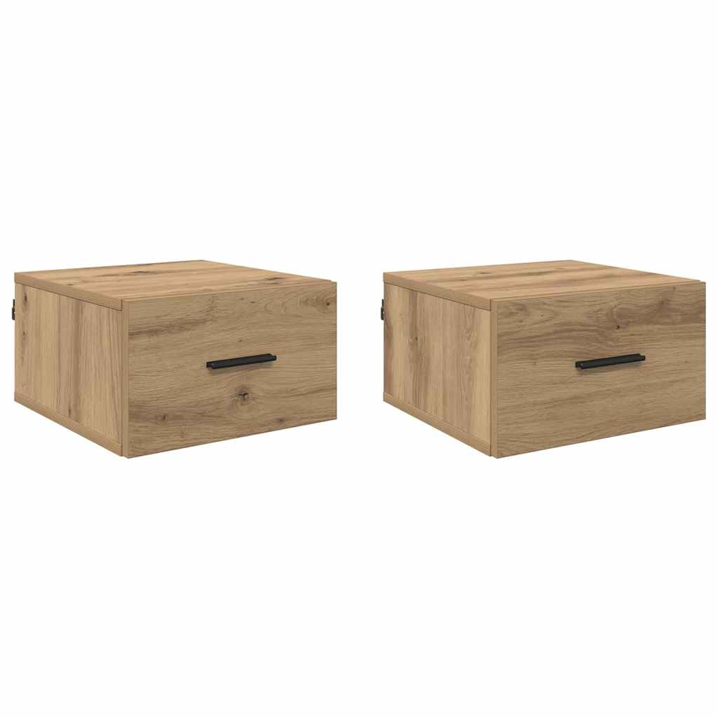 Bedside Cabinet with Drawer 2 pcs Artisan oak 35 x 35 x 20 cm