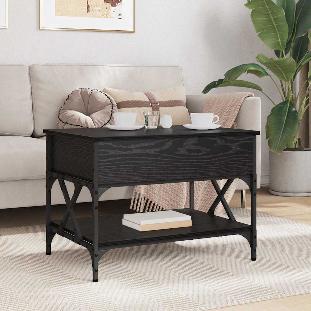 Coffee Table Black Oak 70 x 50 x 50 cm Engineered Wood