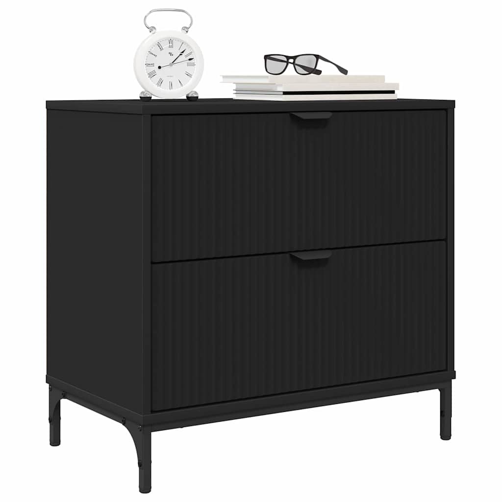 Bedside Table Black 63.5 x 36 x 61 cm Engineered wood