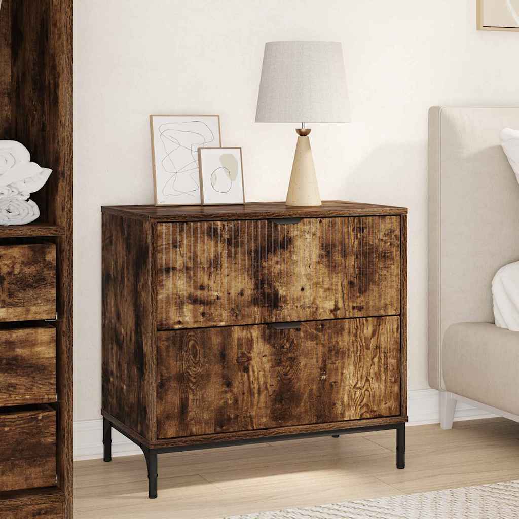Bedside Table Smoked oak 63.5 x 36 x 61 cm Engineered wood