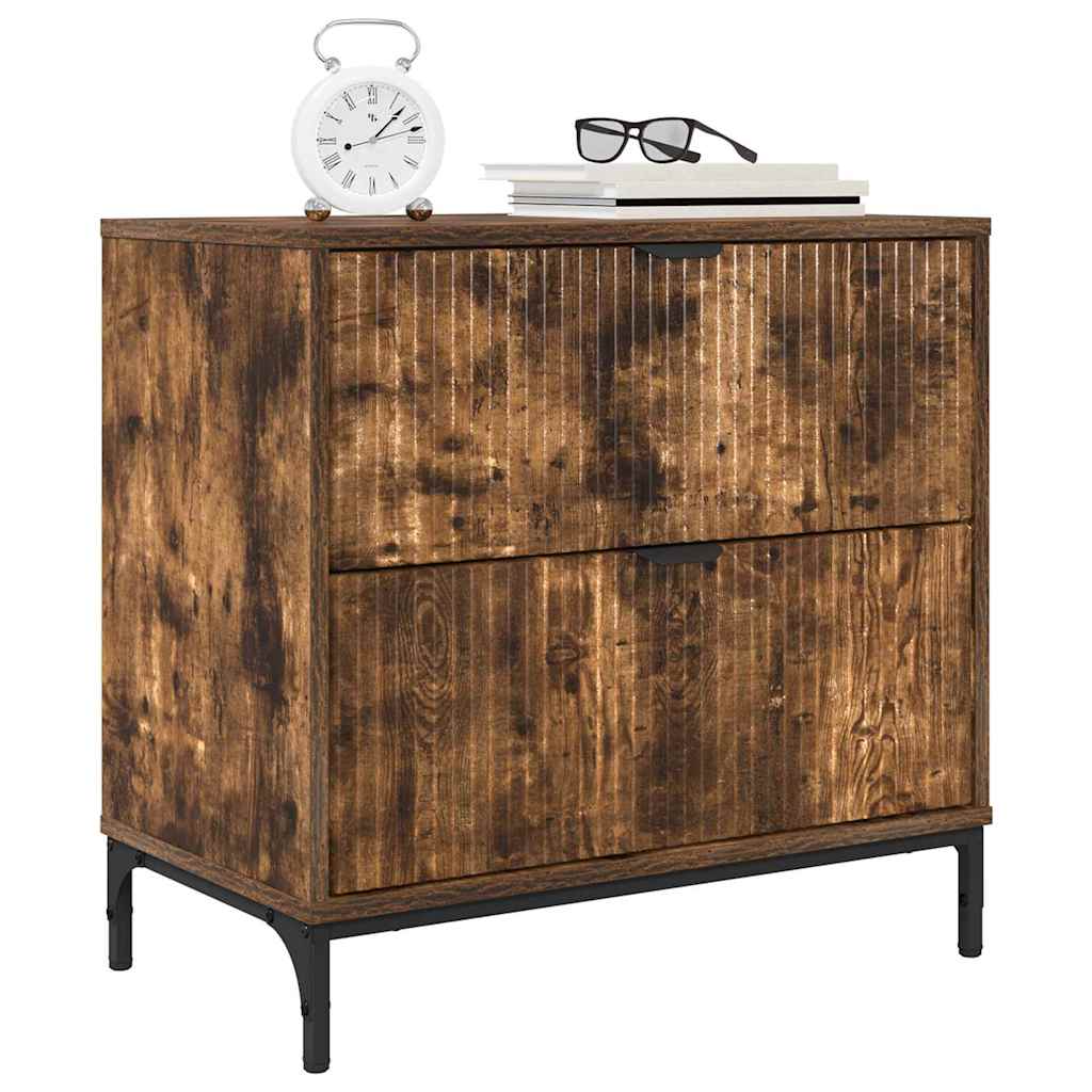 Bedside Table Smoked oak 63.5 x 36 x 61 cm Engineered wood