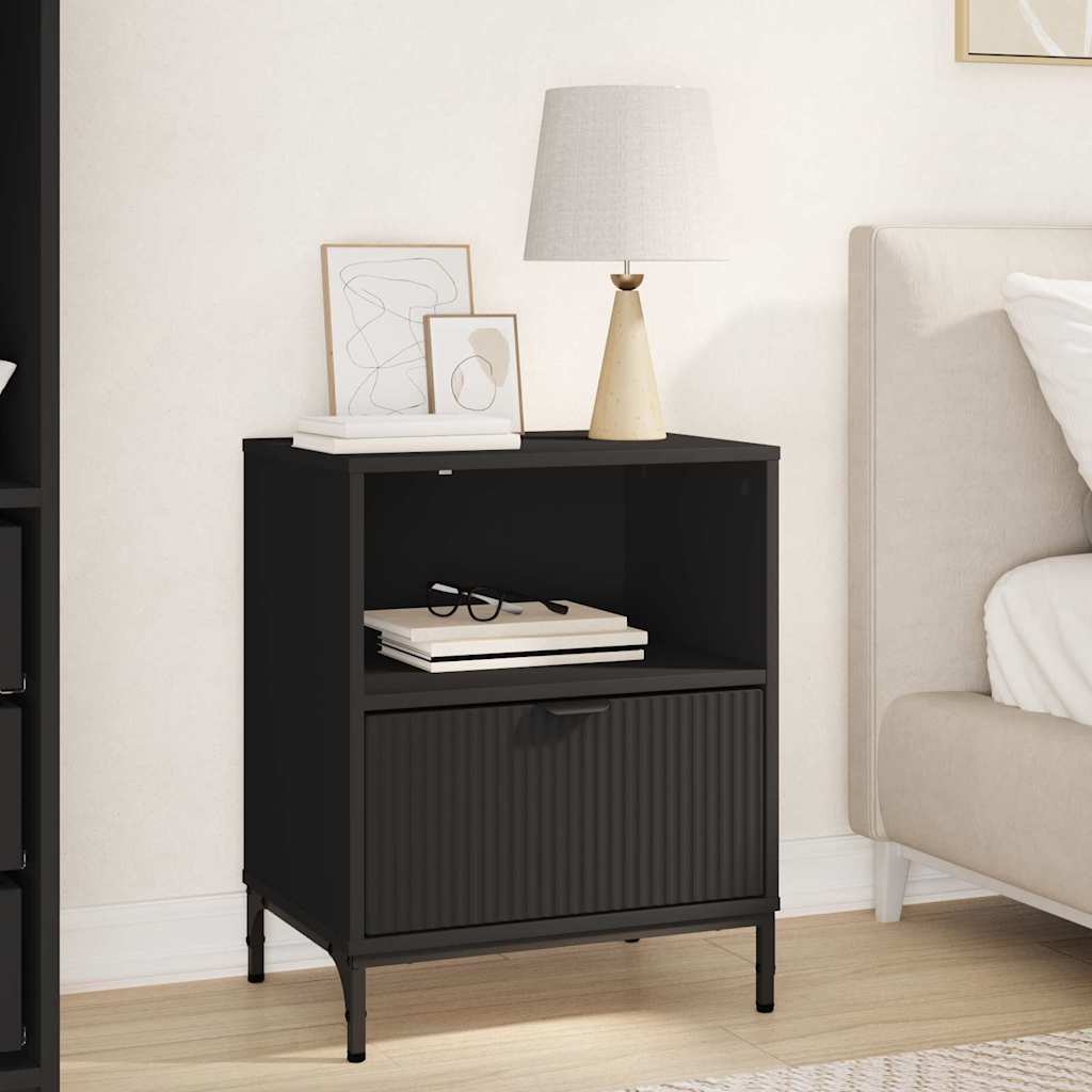 Bedside Table with Drawer Black 49 x 36 x 61 cm Engineered wood