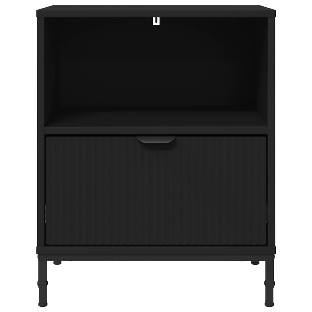 Bedside Table with Drawer Black 49 x 36 x 61 cm Engineered wood