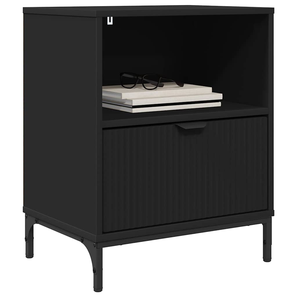 Bedside Table with Drawer Black 49 x 36 x 61 cm Engineered wood