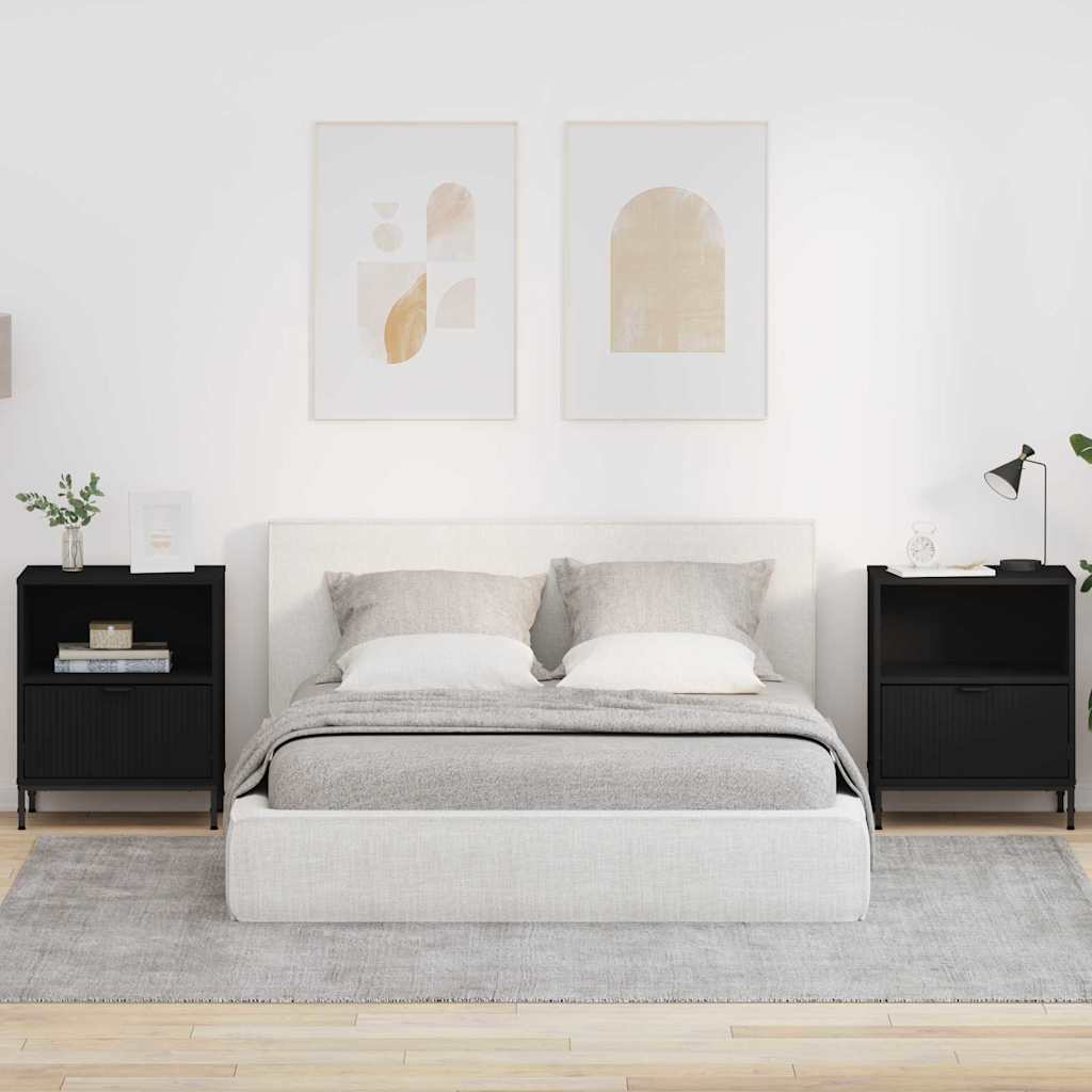 Bedside Tables 2 pcs Black 49 x 36 x 61 cm Engineered wood