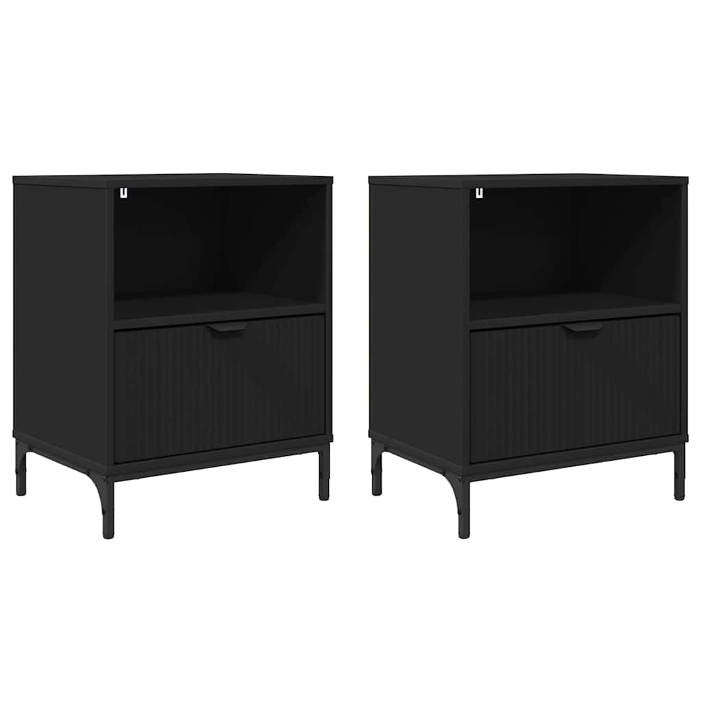Bedside Tables 2 pcs Black 49 x 36 x 61 cm Engineered wood