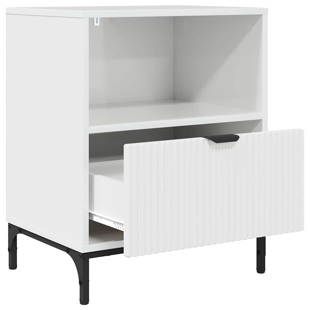 Bedside Table High gloss white 49 x 36 x 61 cm Engineered wood