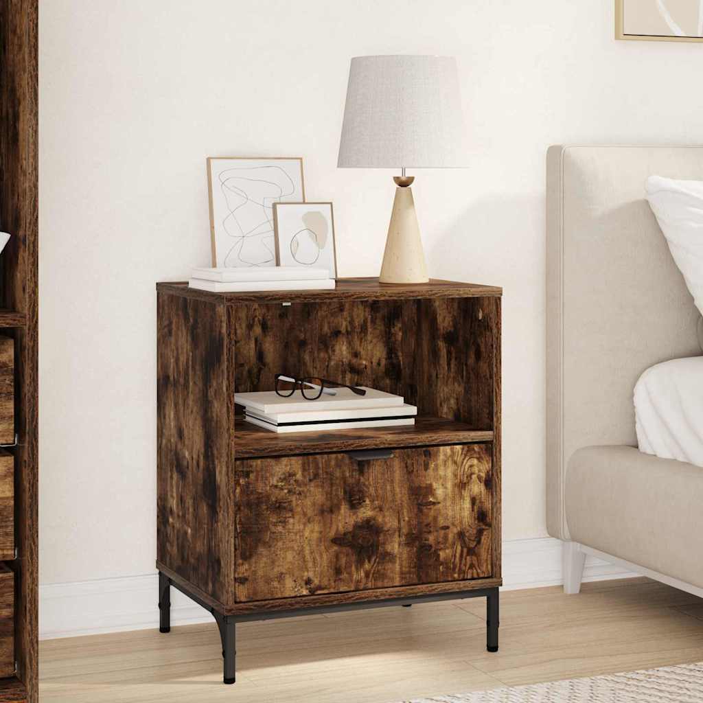 Bedside Table Smoked oak 49 x 36 x 61 cm Engineered wood