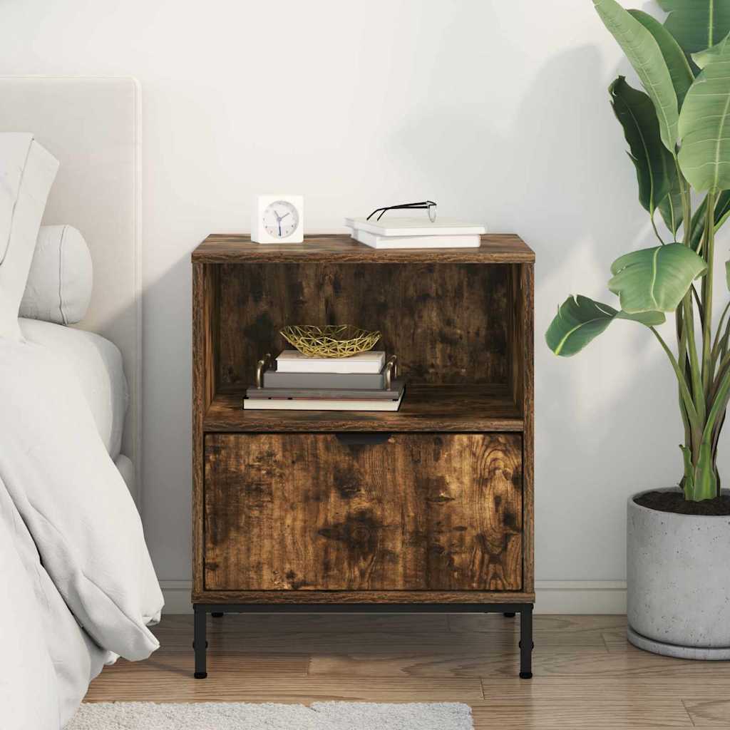 Bedside Table Smoked oak 49 x 36 x 61 cm Engineered wood