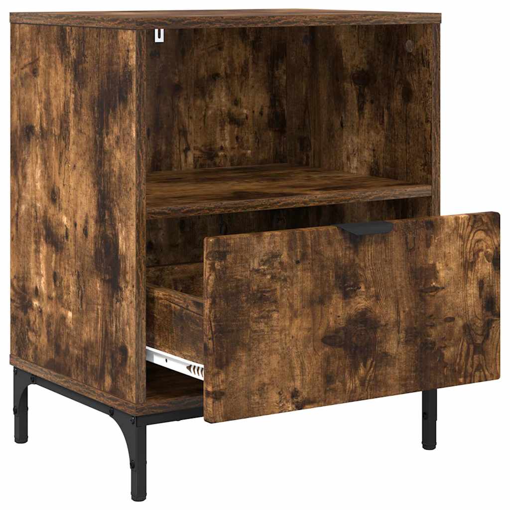Bedside Table Smoked oak 49 x 36 x 61 cm Engineered wood