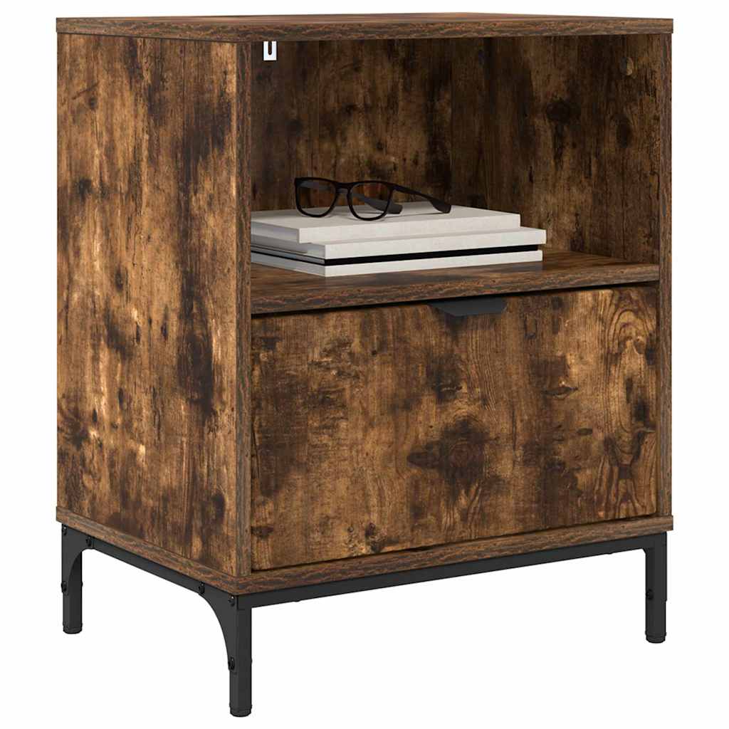Bedside Table Smoked oak 49 x 36 x 61 cm Engineered wood
