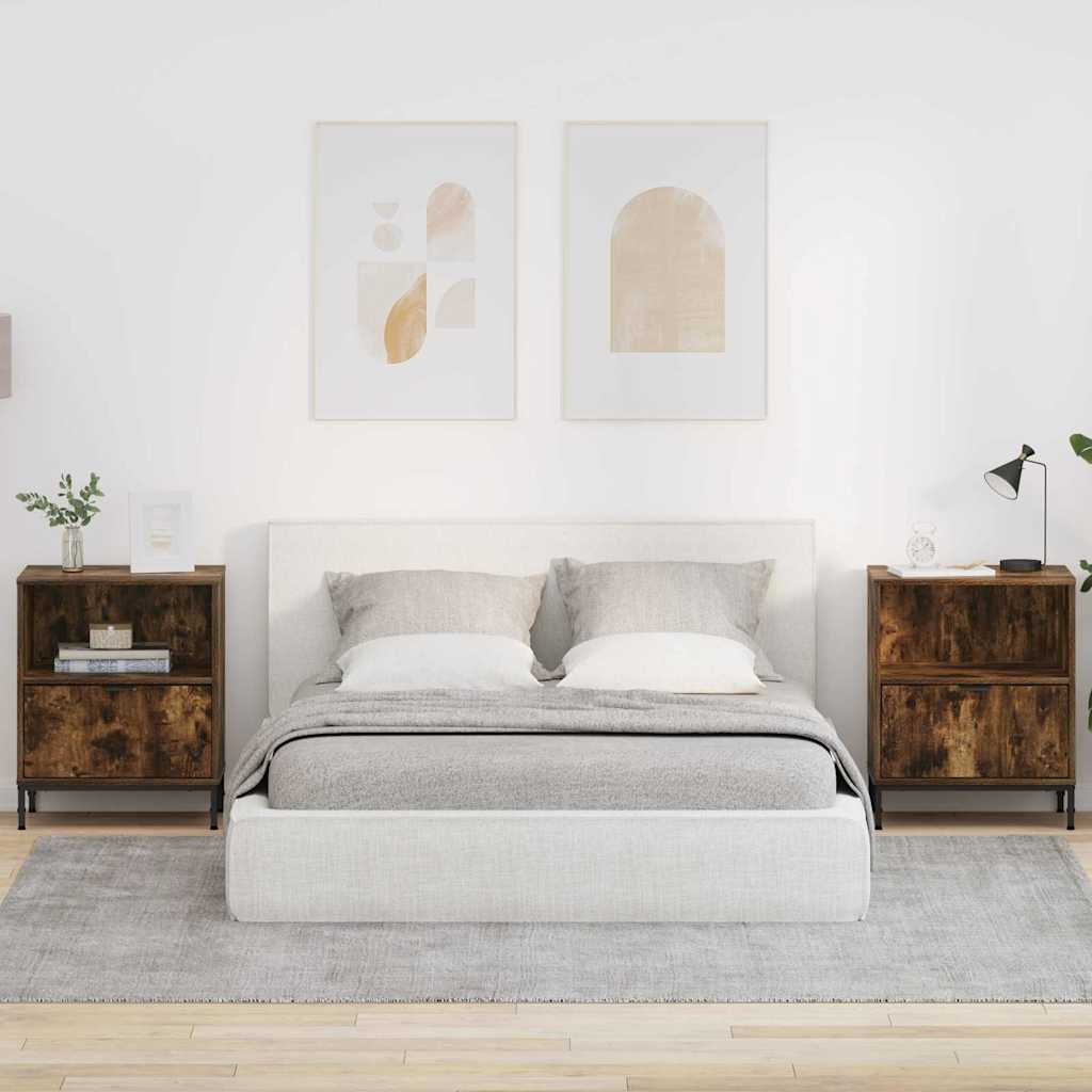 Bedside Tables 2 pcs Smoked oak 49 x 36 x 61 cm Engineered wood