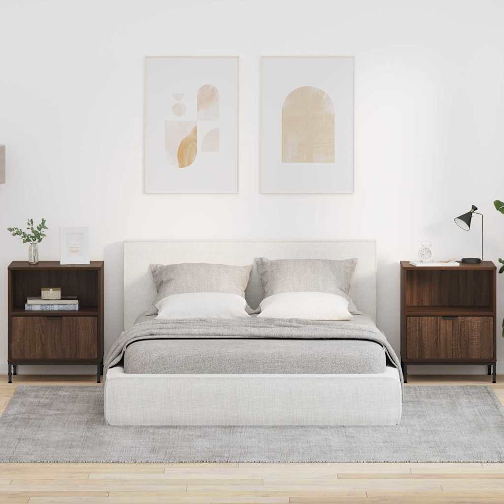 Bedside Tables 2 pcs Brown oak 49 x 36 x 61 cm Engineered wood