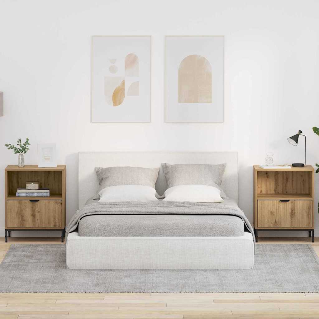 Bedside Tables with Drawer 2 pcs Artisan oak 49 x 36 x 61 cm