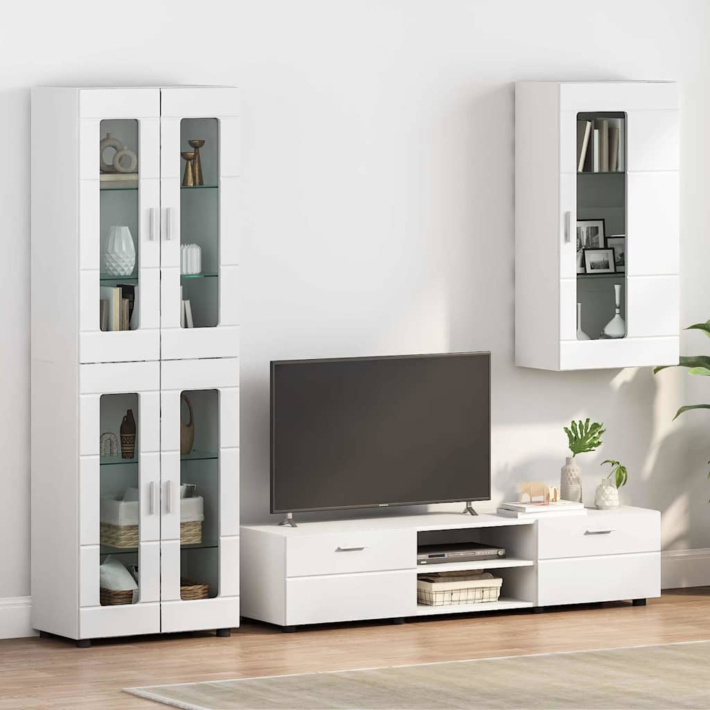 Wall-mounted Cabinet High gloss white 55 x 29 x 100 cm