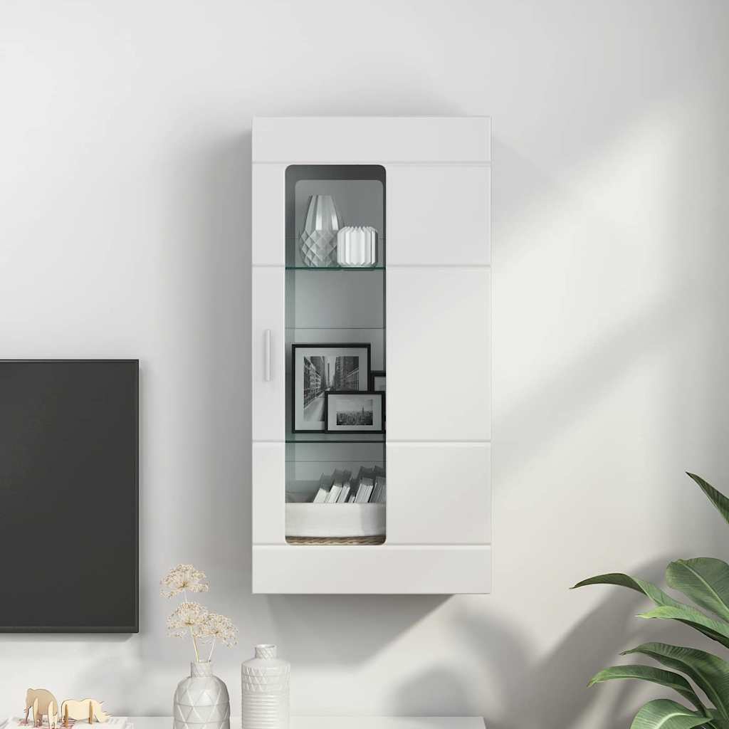 Wall-mounted Cabinet High gloss white 55 x 29 x 100 cm