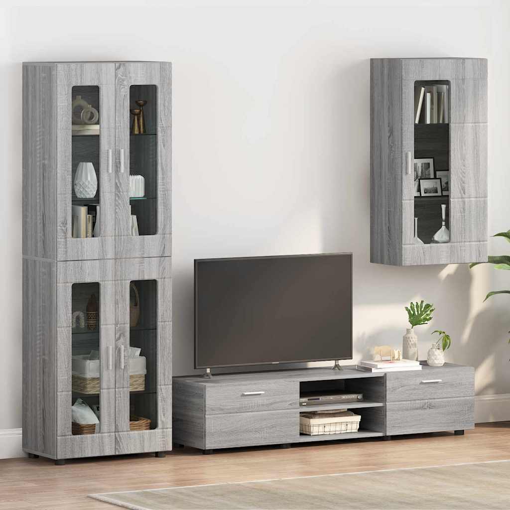 Wall-mounted Cabinet with Shelf Grey sonoma 55 x 29 x 100 cm