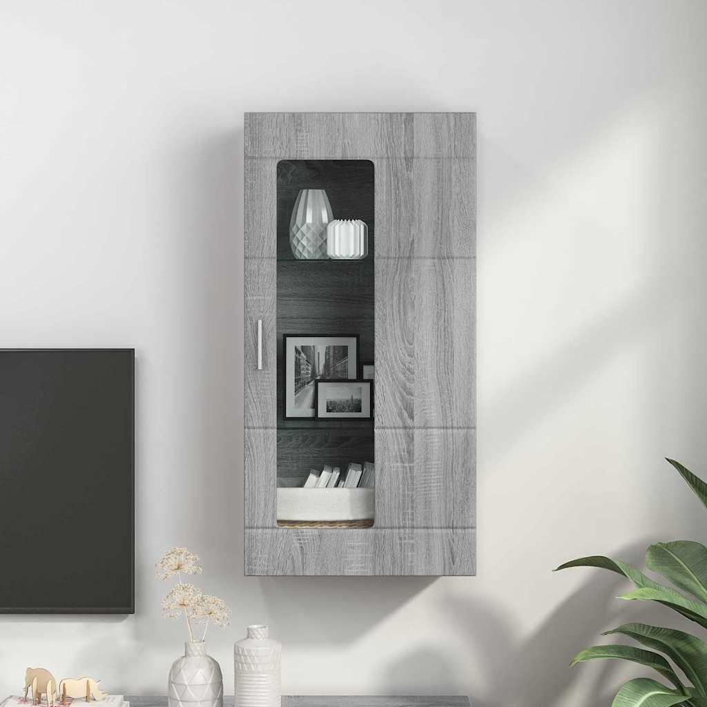 Wall-mounted Cabinet with Shelf Grey sonoma 55 x 29 x 100 cm