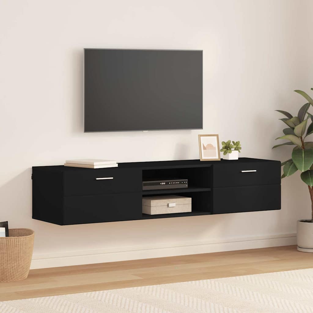 TV Cabinet with Drawer Black 150 x 39 x 30 cm Engineered wood