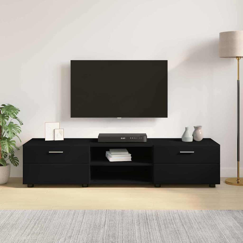 TV Cabinet with Drawer Black 150 x 39 x 30 cm Engineered wood