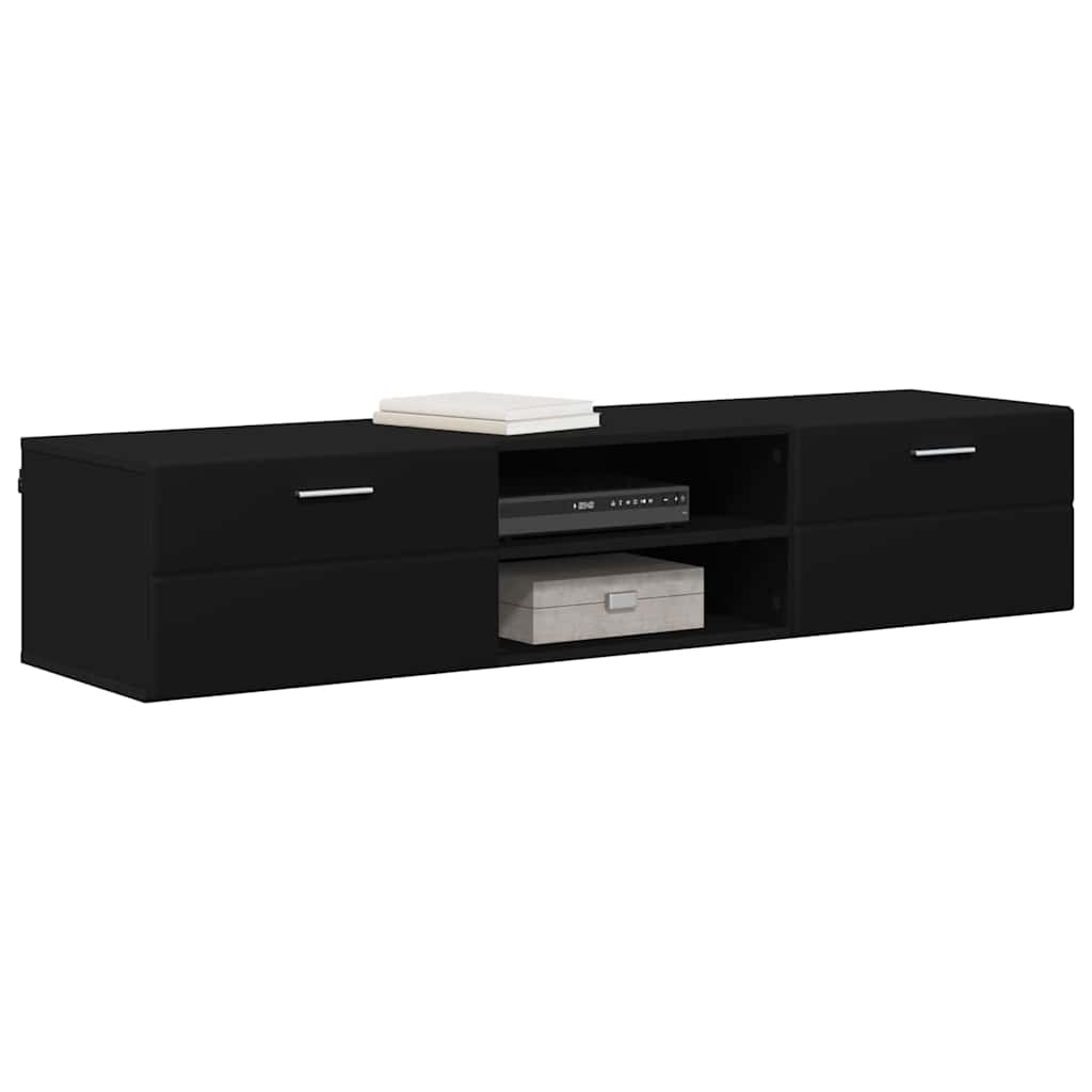 TV Cabinet with Drawer Black 150 x 39 x 30 cm Engineered wood