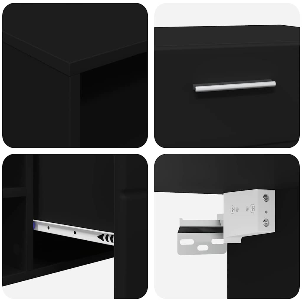 TV Cabinet with Drawer Black 100.5 x 39 x 30 cm Engineered wood