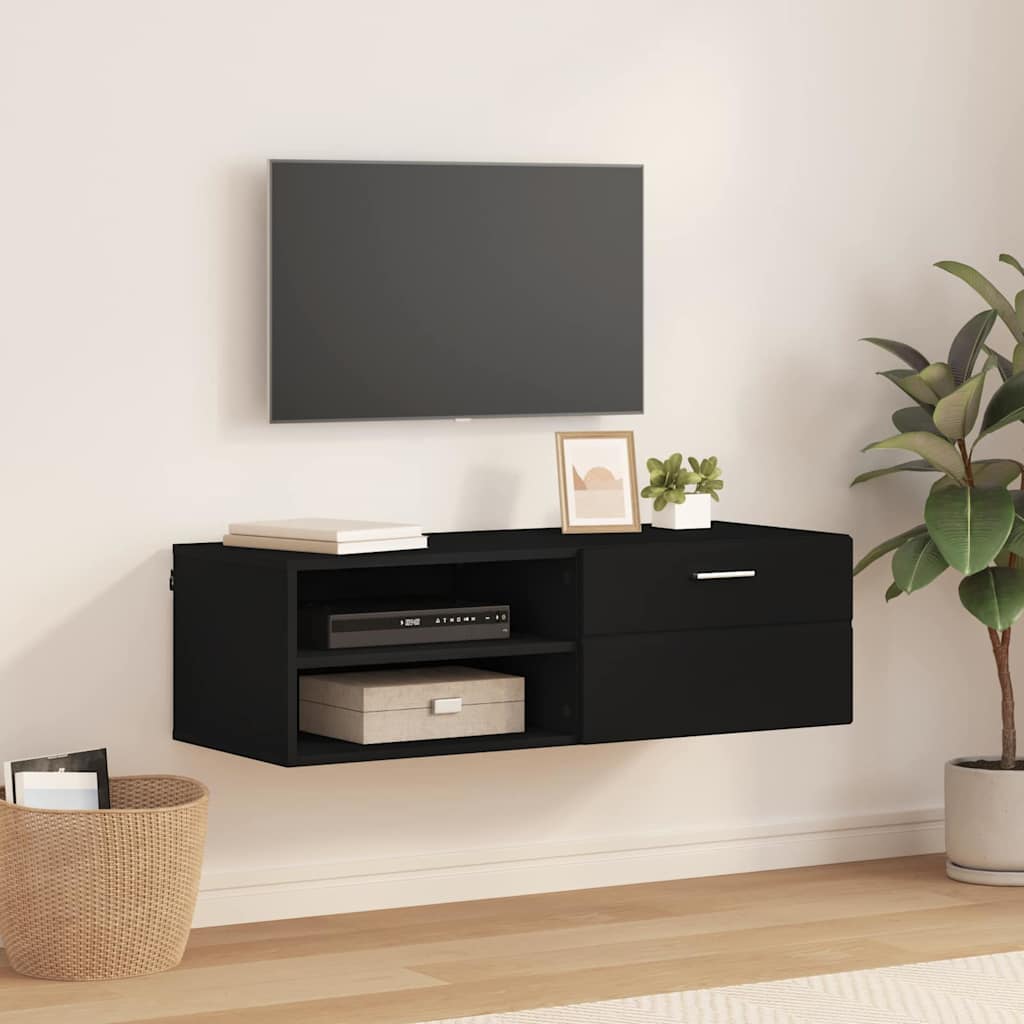 TV Cabinet with Drawer Black 100.5 x 39 x 30 cm Engineered wood