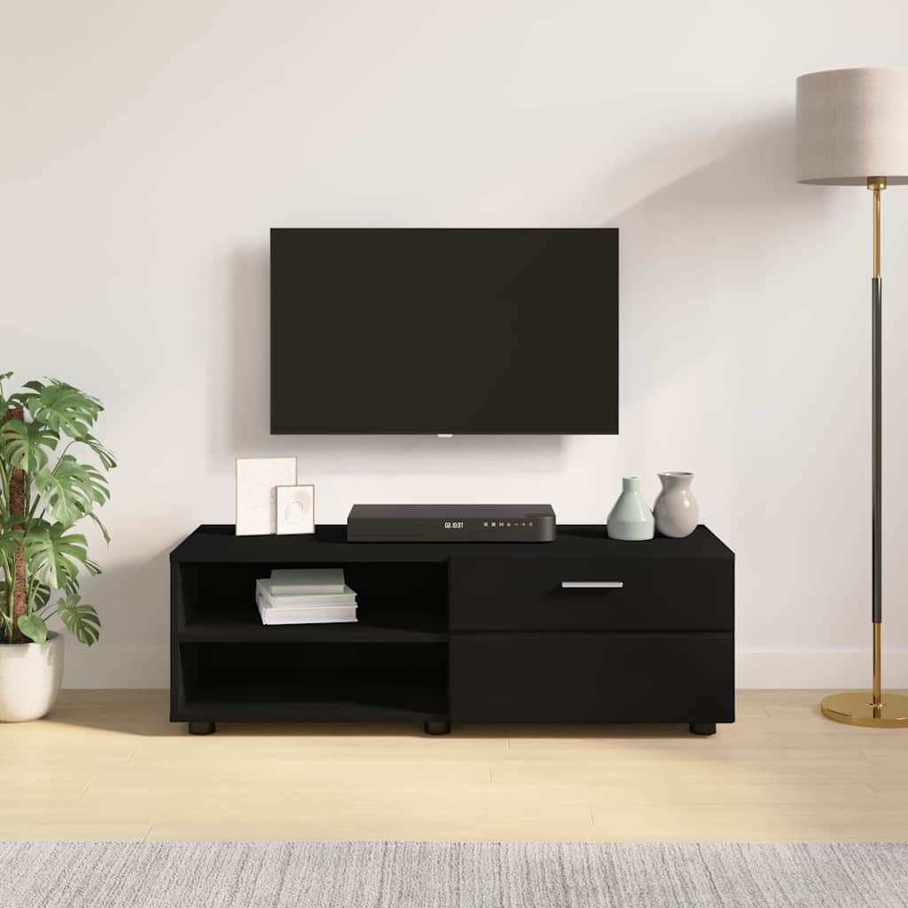 TV Cabinet with Drawer Black 100.5 x 39 x 30 cm Engineered wood