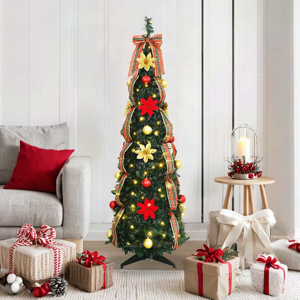 Artificial Christmas Tree with 100 LEDs Green 150 cm PVC