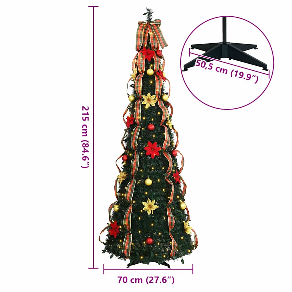 Artificial Christmas Tree with 200 LEDs Green 210 cm PVC