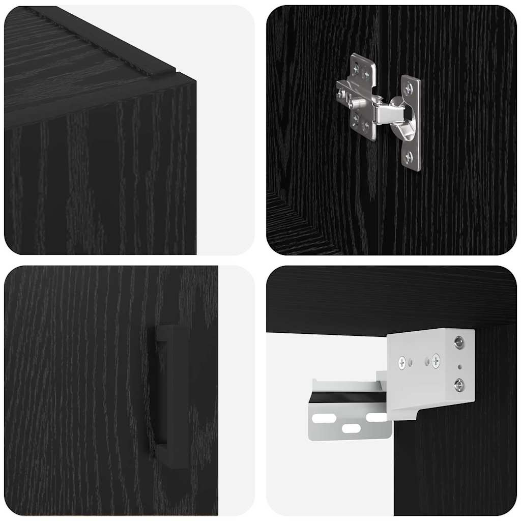 Wall Mounted Cabinets 2 pcs Black oak 69.5 x 34 x 90 cm