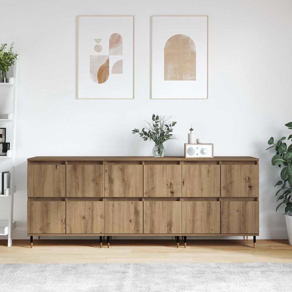 Sideboards 3 pcs Artisan oak 180 x 35 x 70 cm Engineered wood