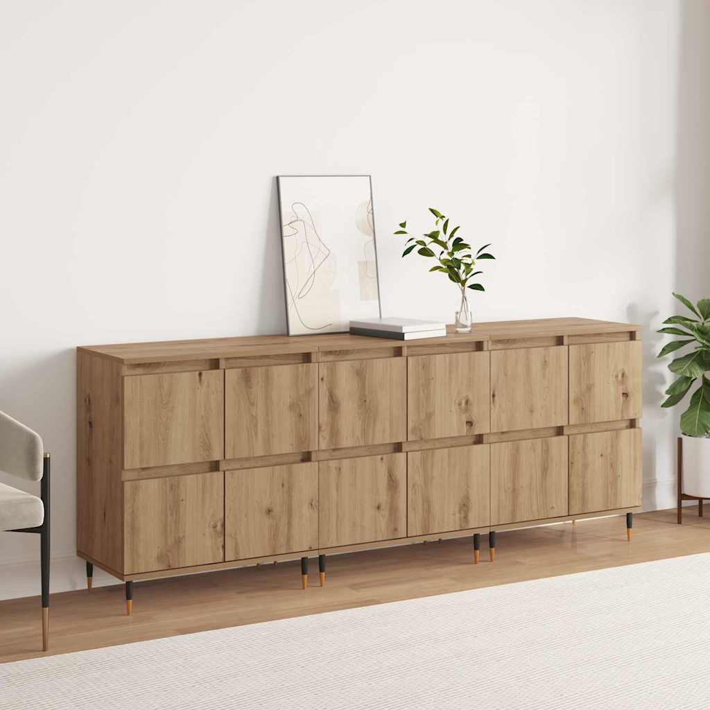 Sideboards 3 pcs Artisan oak 180 x 35 x 70 cm Engineered wood
