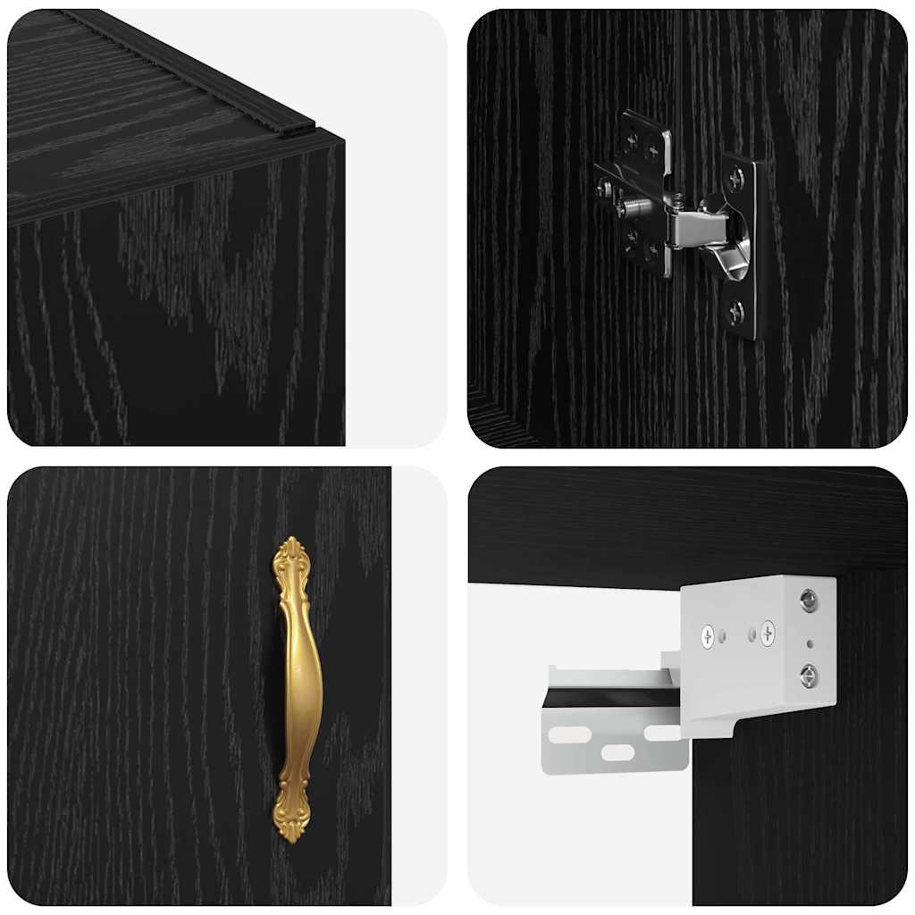 Wall Mounted Cabinets 2 pcs Black oak 69.5 x 34 x 90 cm