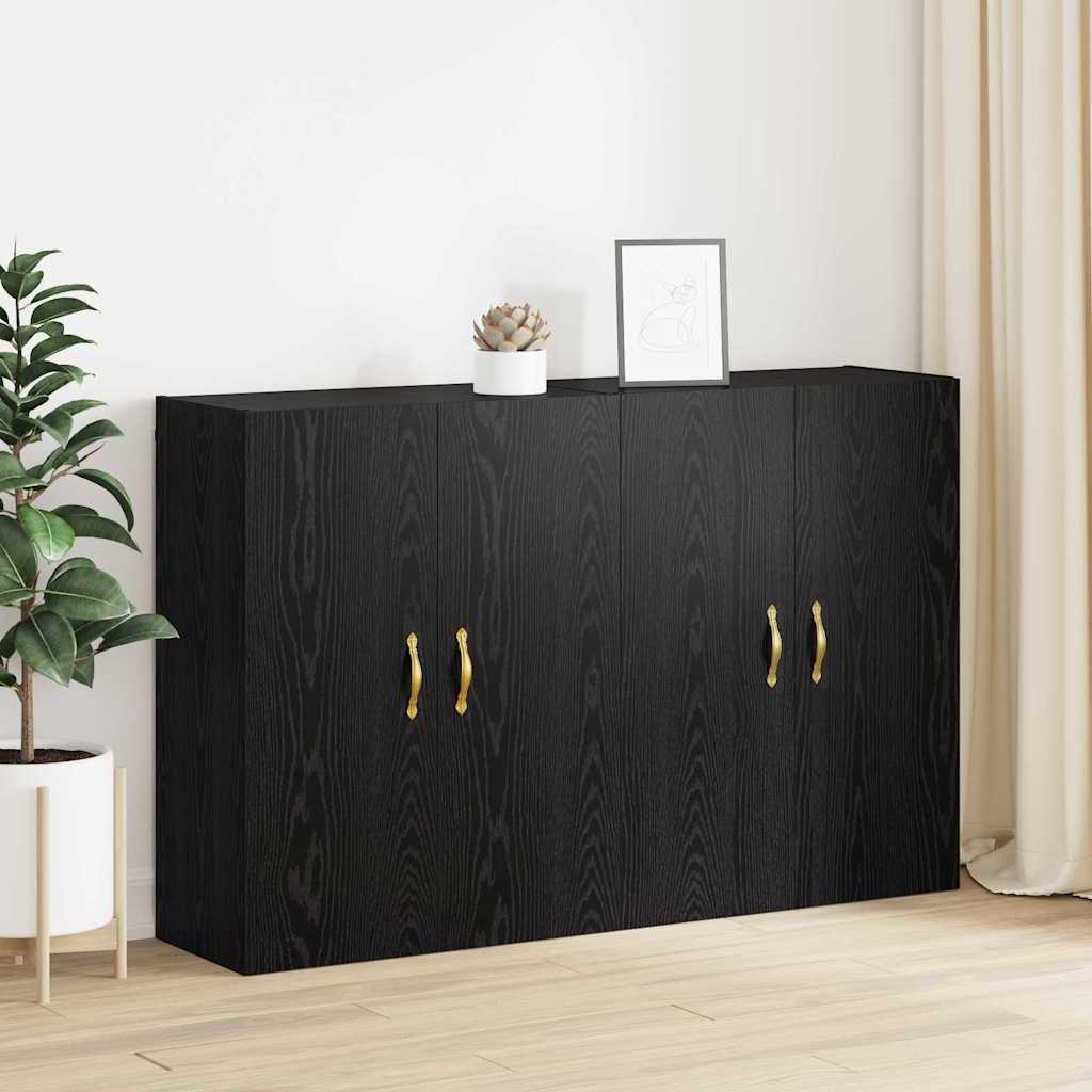 Wall Mounted Cabinets 2 pcs Black oak 69.5 x 34 x 90 cm