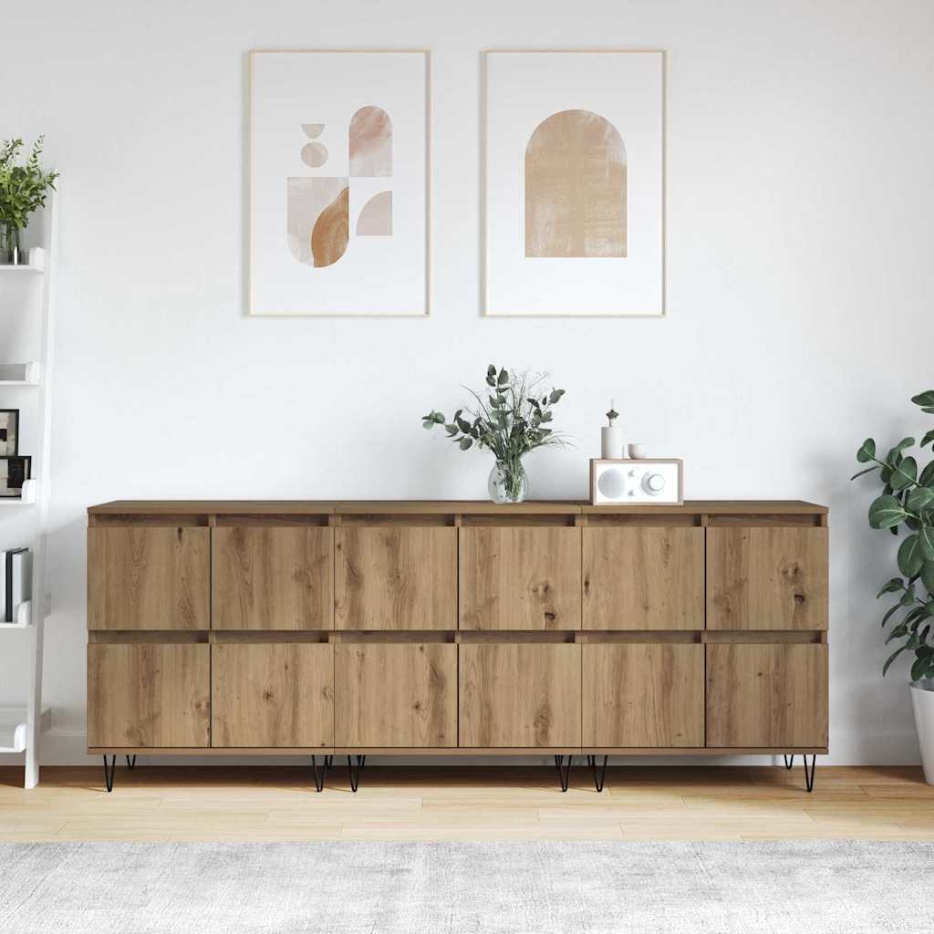 Sideboards 3 pcs Artisan oak 180 x 35 x 70 cm Engineered wood