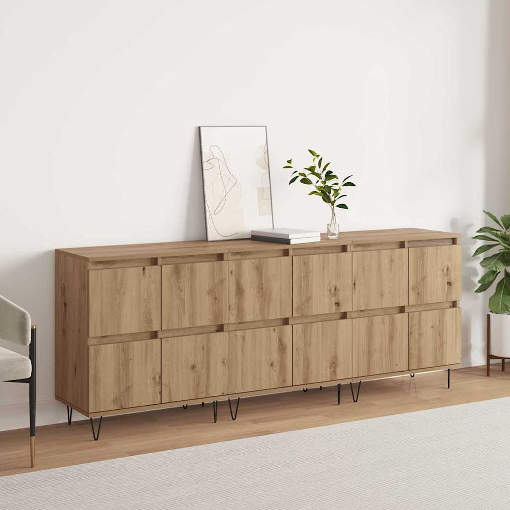 Sideboards 3 pcs Artisan oak 180 x 35 x 70 cm Engineered wood