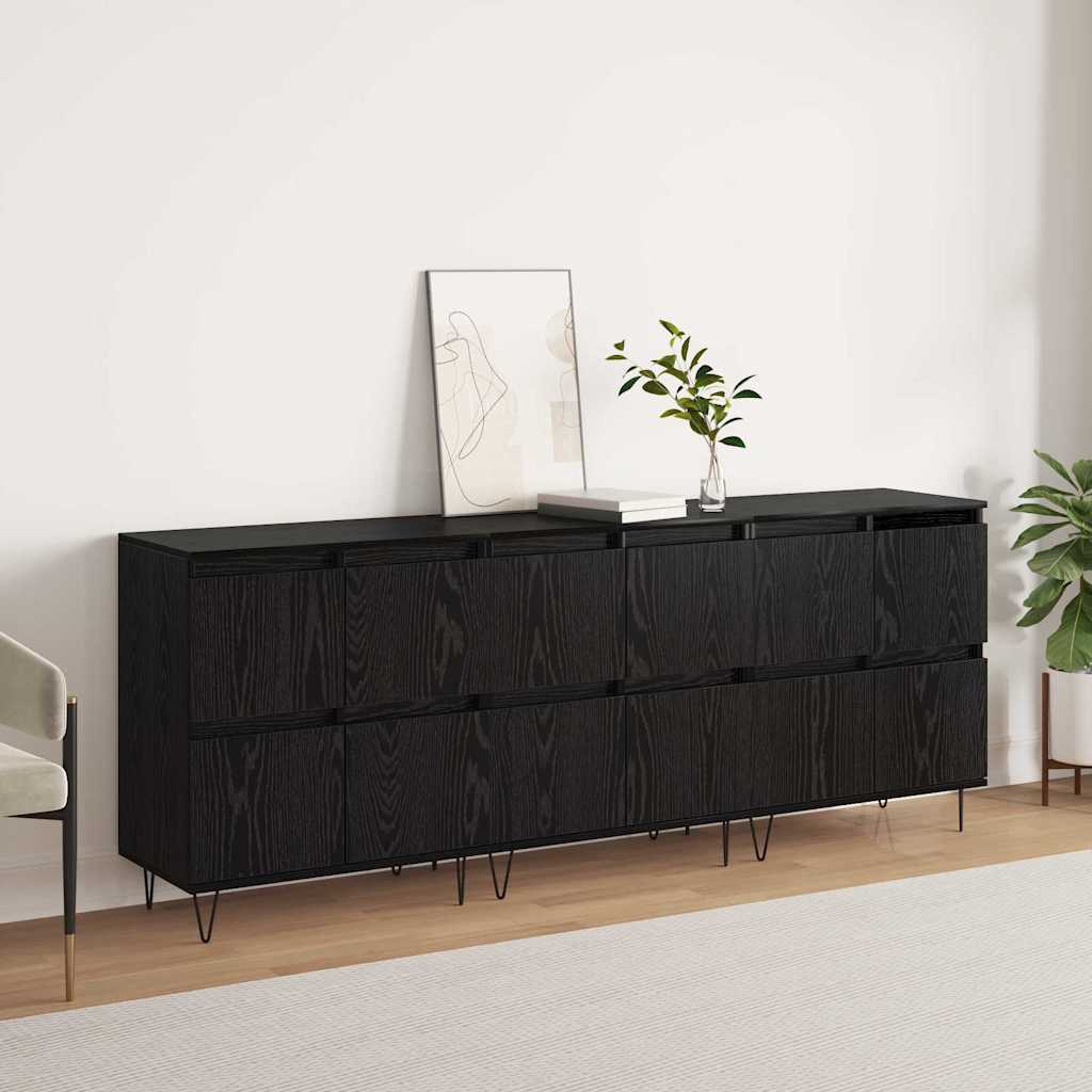 Sideboards 3 pcs Black oak 180 x 35 x 70 cm Engineered wood