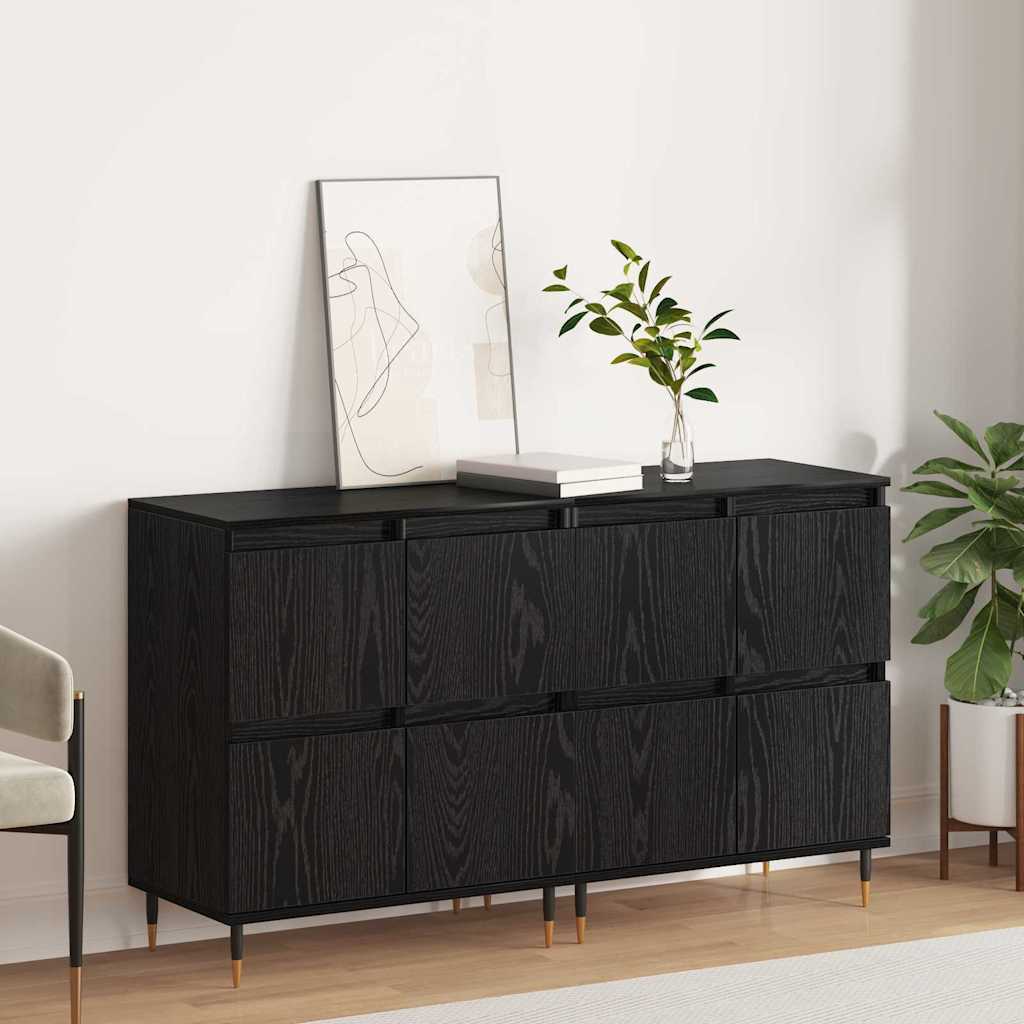 Sideboards 2 pcs Black oak 120 x 35 x 70 cm Engineered wood