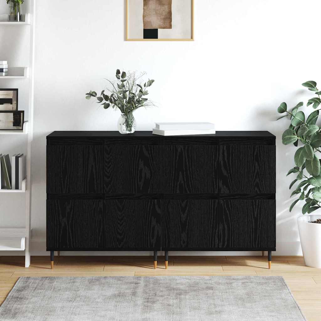 Sideboards 2 pcs Black oak 120 x 35 x 70 cm Engineered wood