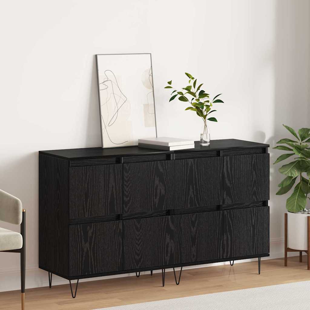 Sideboards 2 pcs Black oak 120 x 35 x 70 cm Engineered wood