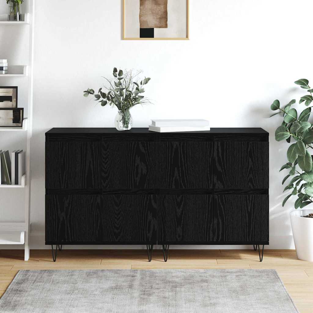 Sideboards 2 pcs Black oak 120 x 35 x 70 cm Engineered wood