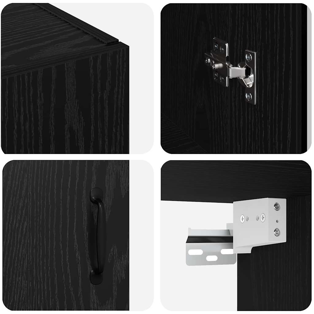 Wall Mounted Cabinets 2 pcs Black oak 69.5 x 34 x 90 cm