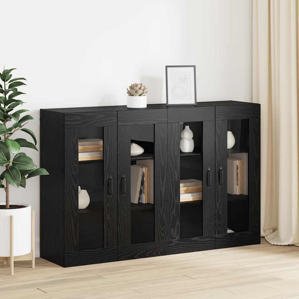 Wall Mounted Cabinets 2 pcs Black oak 69.5 x 34 x 90 cm