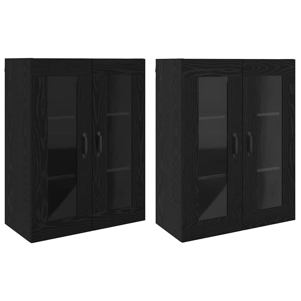 Wall Mounted Cabinets 2 pcs Black oak 69.5 x 34 x 90 cm