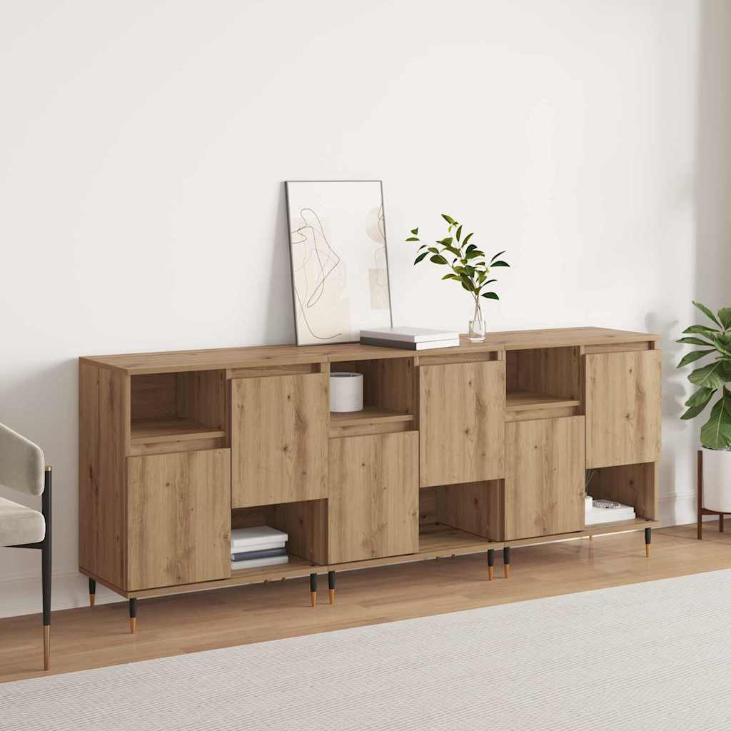 Sideboards 3 pcs Artisan oak 180 x 35 x 70 cm Engineered wood